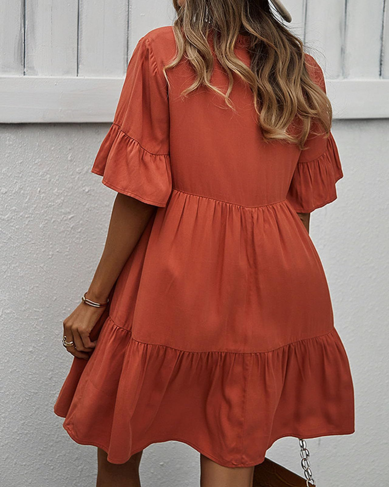 Emma Abito Linea A da Donna – Vestito con Scollo a V, Volant, Cintura & Stile Elegante Unito