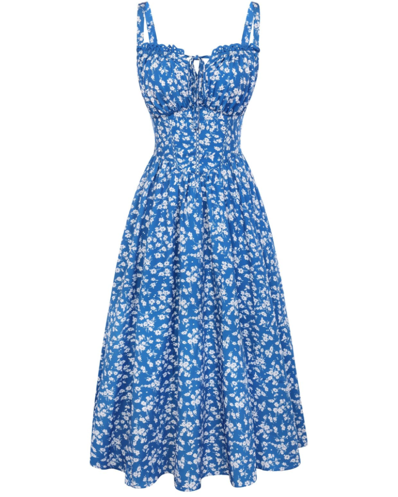 Darcy Abito Midi Donna Floreale – Corsetto, Spalline Regolabili e Tasche