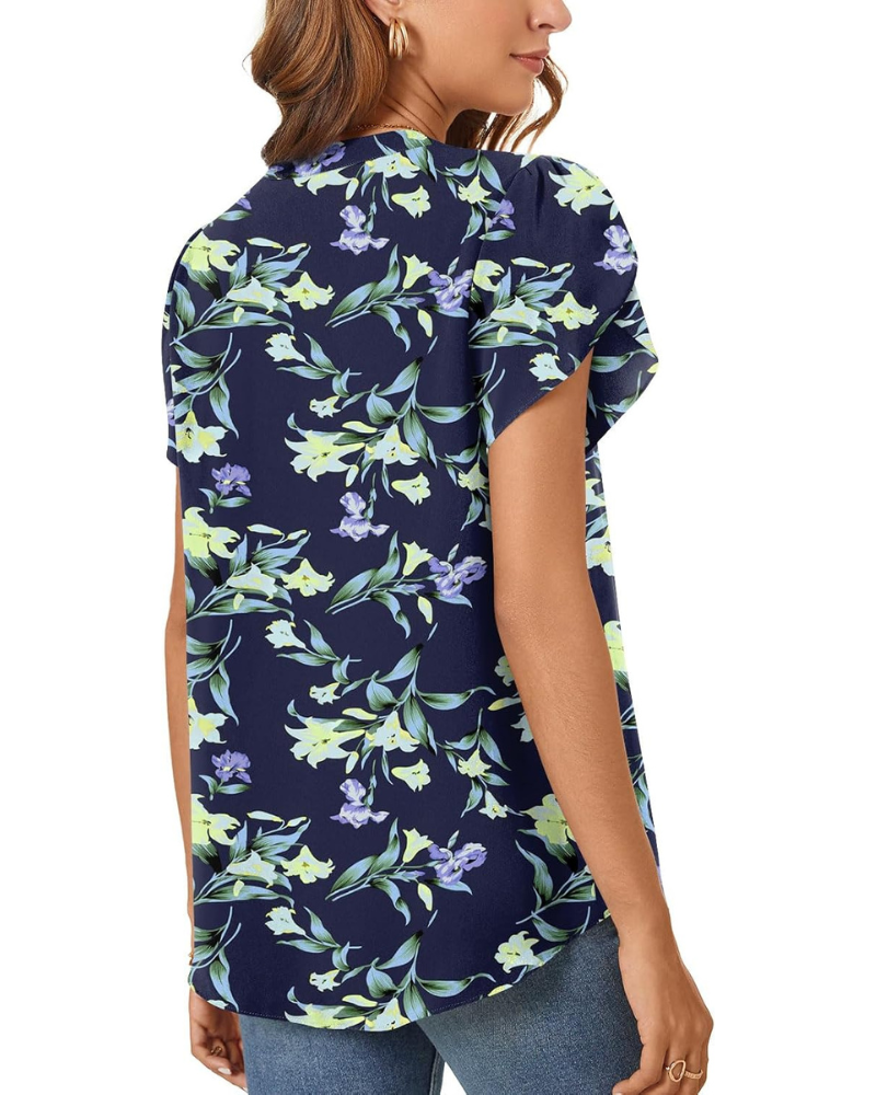 Ariana Blusa Donna – Tunica in Chiffon con Scollo a V e Maniche a Tulipano