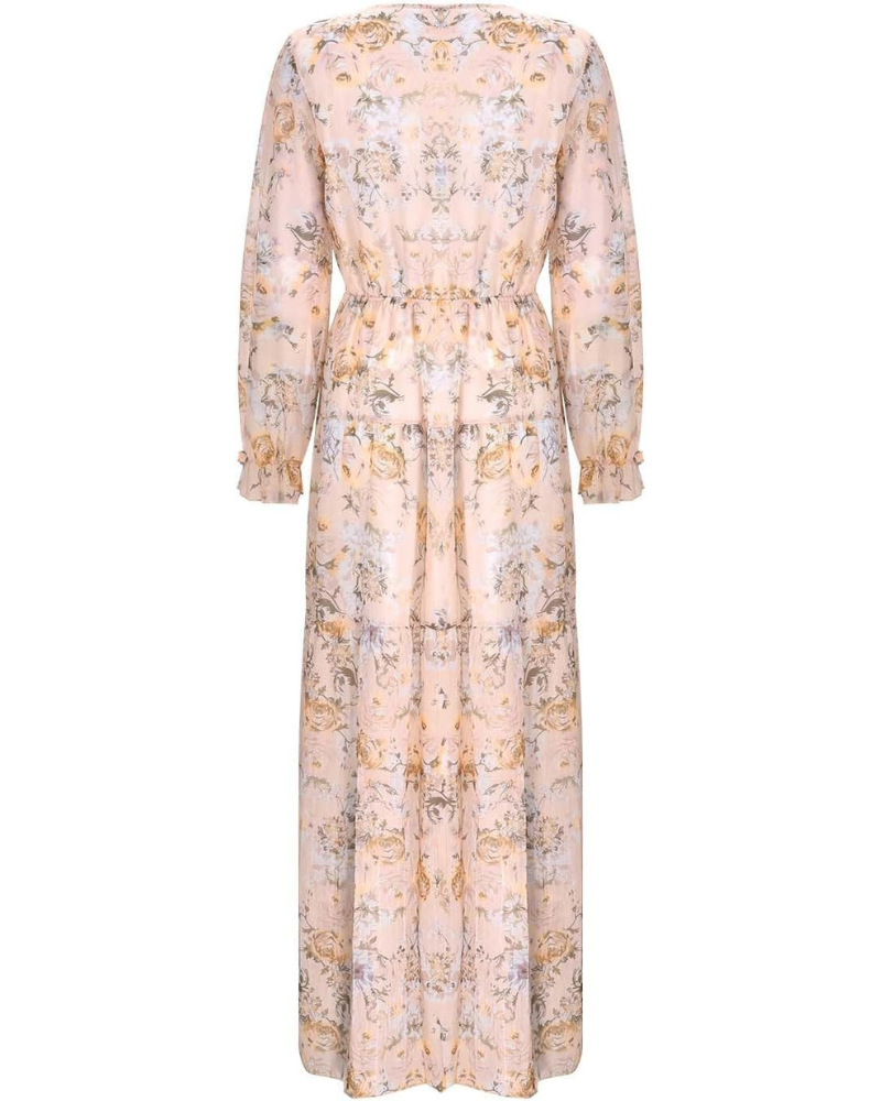 Robe longue Courtney Abito pour femme – Robe fleurie en chiffon avec décolleté en V et drapé