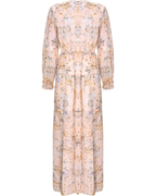 Robe longue Courtney Abito pour femme – Robe fleurie en chiffon avec décolleté en V et drapé