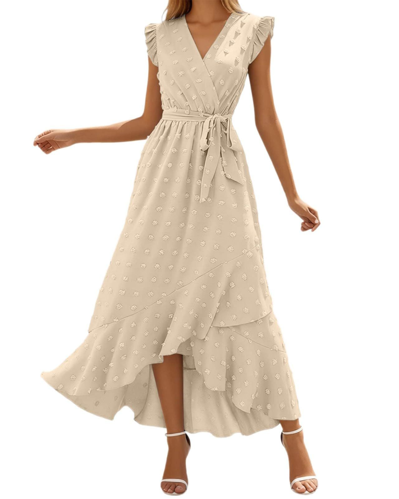 Robe Maxi Chloe pour Femme – Robe Boho Légère avec Col en V et Manches Volantées