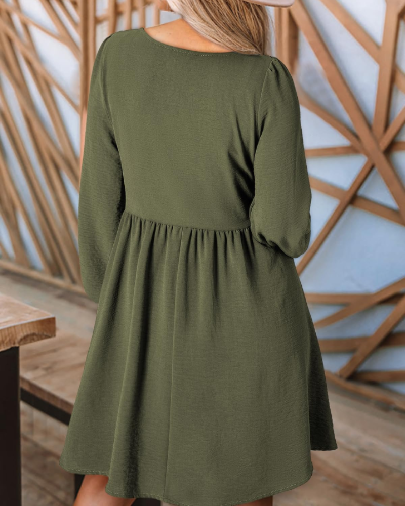 Evelina Damen-Midikleid – Kleid aus Musselin mit Rundhalsausschnitt, Knöpfen und hoher Taille