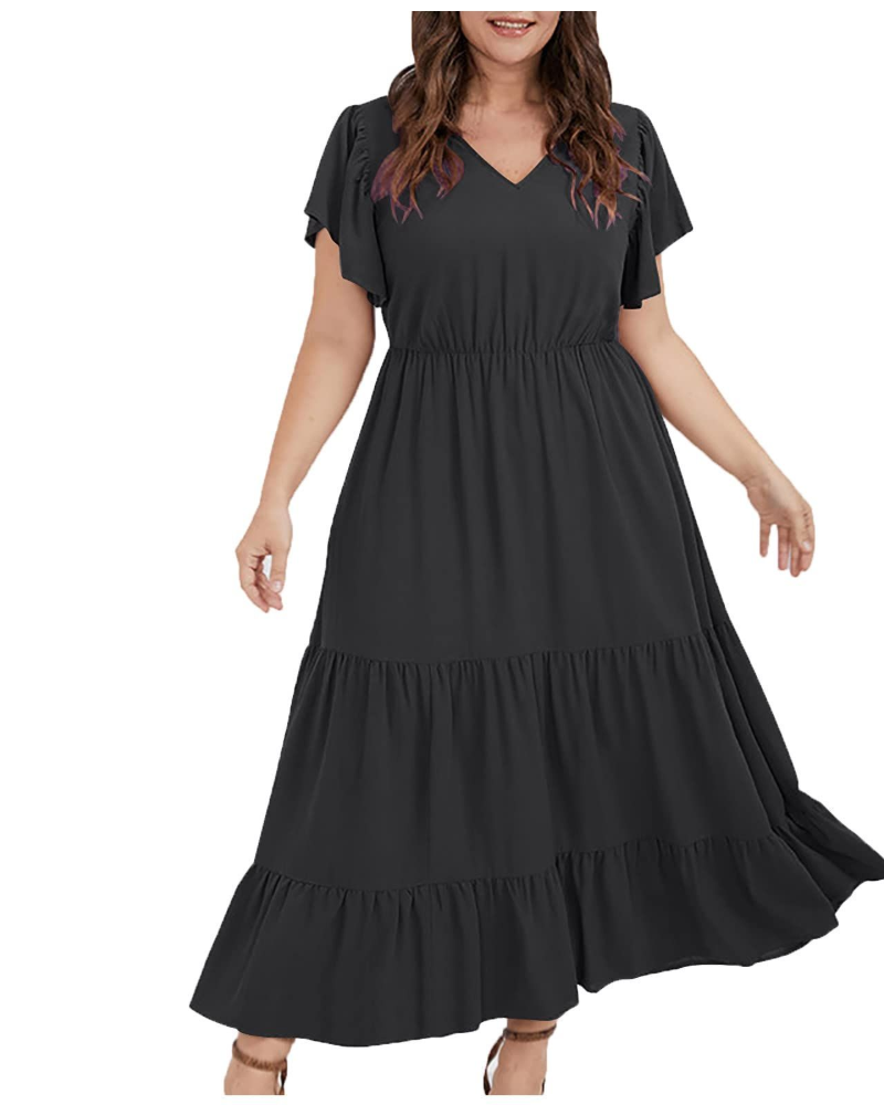 Zoey Vestito Donna in Cotone Lino – Abito Boho Midi con Tasche, Linea A & Vestibilità Morbida
