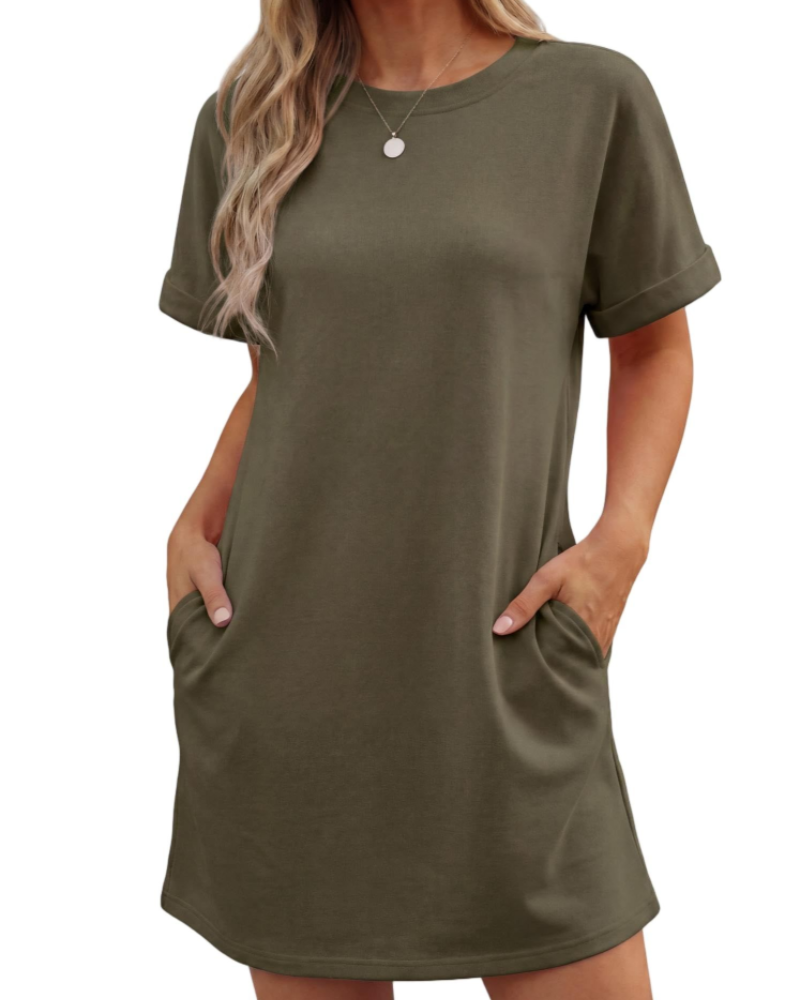 Lily Vestido Mujer Mini – Vestido de Verano Línea A con Mangas de Volante y Bolsillos