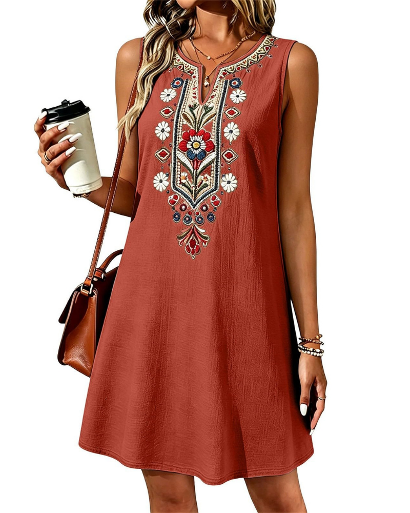 Sienna langes Sommerkleid für Damen – Baumwolle und Leinen, A-Linie und Seitentaschen