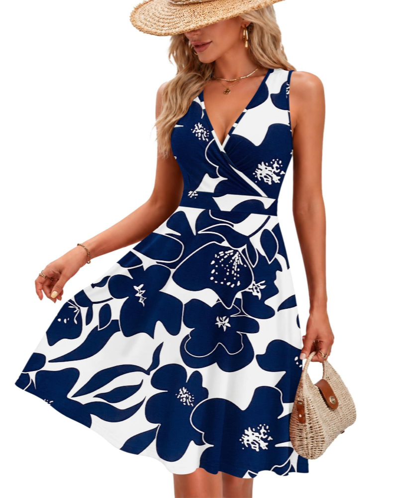 Sophia Abito a Portafoglio da Donna – Vestito Estivo con Scollo a V, Linea A & Tasche