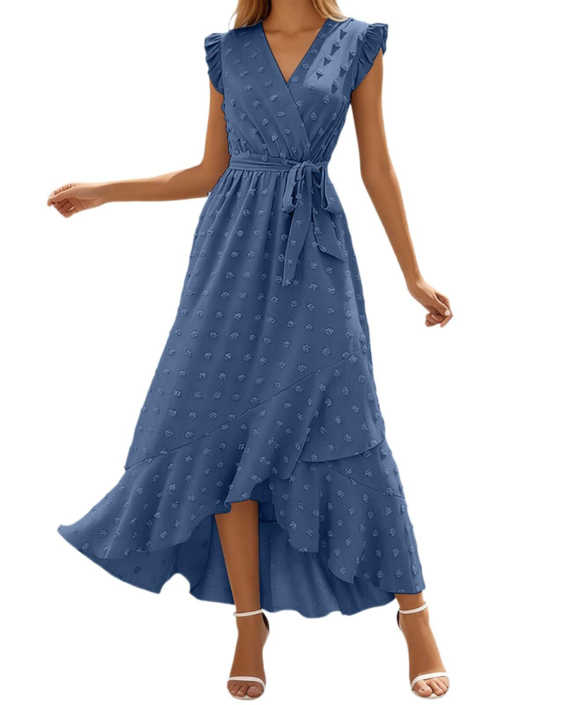 Robe Maxi Chloe pour Femme – Robe Boho Légère avec Col en V et Manches Volantées