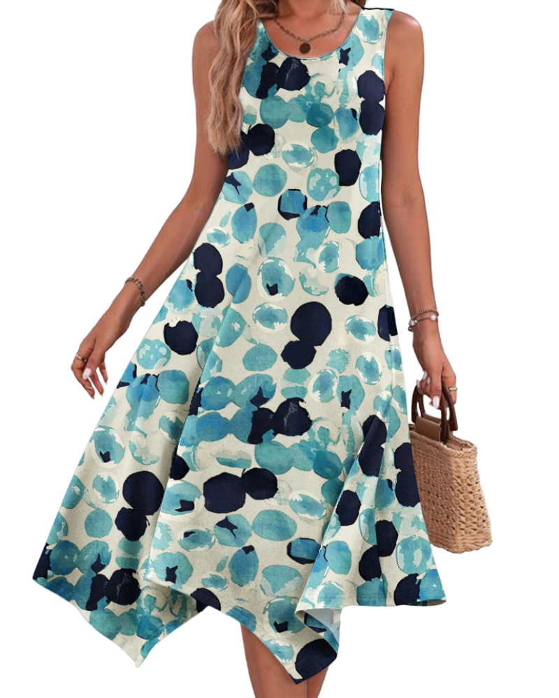 Amelia Women's Midi Boho Dress – Sleeveless Summer Dress with Print & Comfortable, Soft Fit
