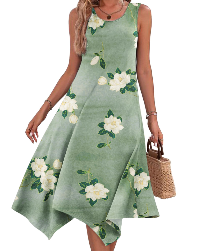 Amelia Women's Midi Boho Dress – Sleeveless Summer Dress with Print & Comfortable, Soft Fit