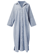 Vestido Maya para mujer – Vestido camisa maxi a rayas con cuello, botones y tela ligera