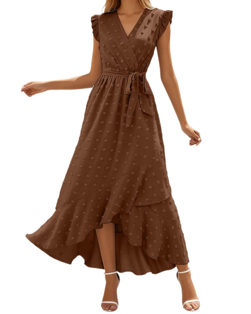 Robe Maxi Chloe pour Femme – Robe Boho Légère avec Col en V et Manches Volantées