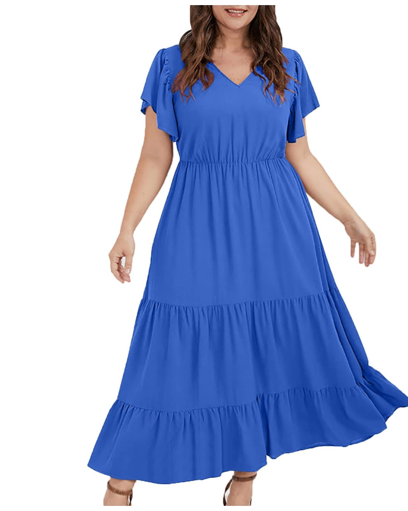 Zoey Vestito Donna in Cotone Lino – Abito Boho Midi con Tasche, Linea A & Vestibilità Morbida