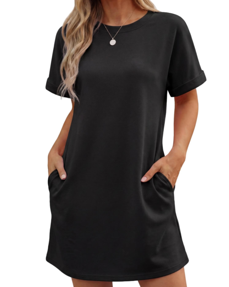 Lily Vestido Mujer Mini – Vestido de Verano Línea A con Mangas de Volante y Bolsillos