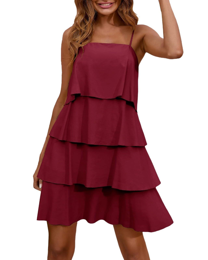 Ruby Vestito Donna Estivo – Abito Smanicato in Chiffon con Balze & Linea A