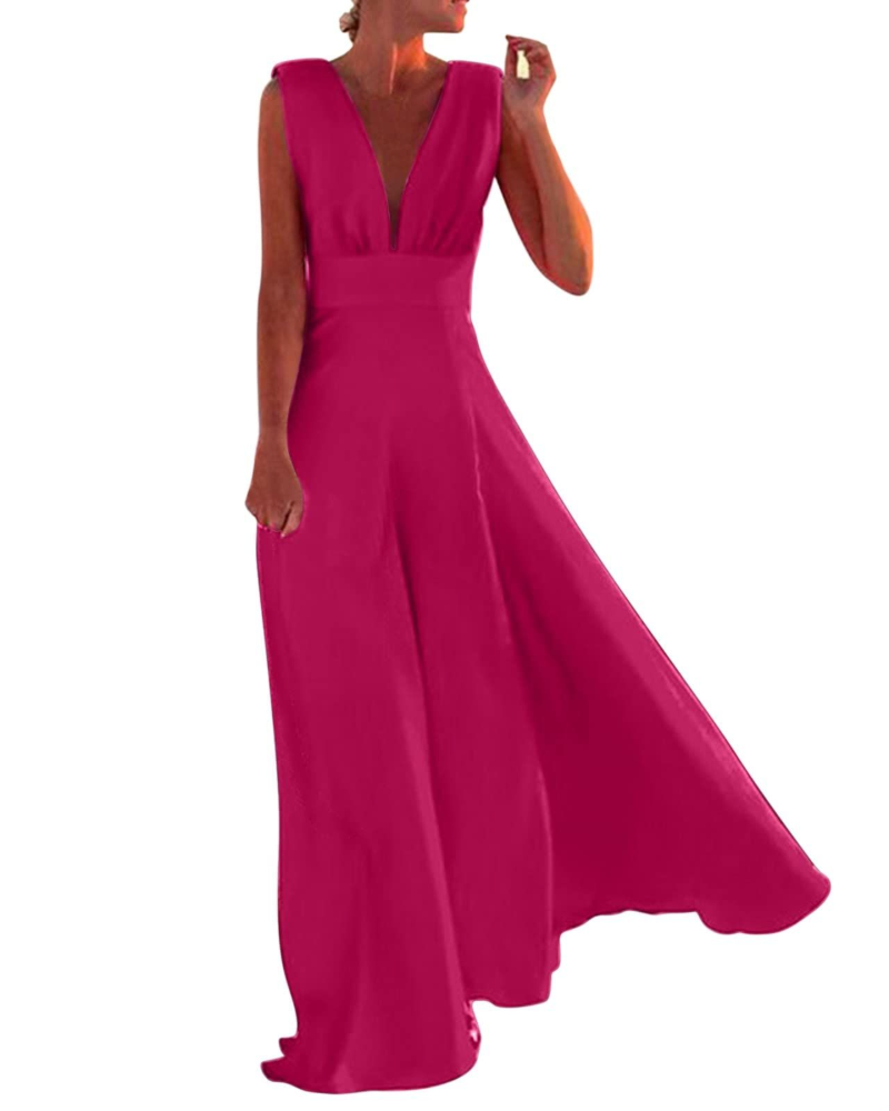 Riley Abito Maxi Donna – Vestito Boho Stampato Smanicato con Scollo a V e Zip