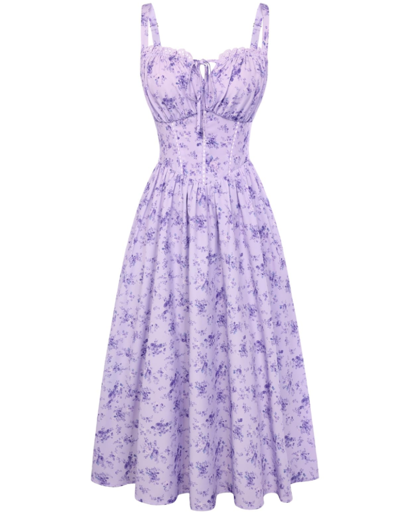 Darcy Abito Midi Donna Floreale – Corsetto, Spalline Regolabili e Tasche