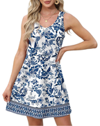 Brielle Robe d’été pour femme – Col en V, sans manches, poches et imprimé floral