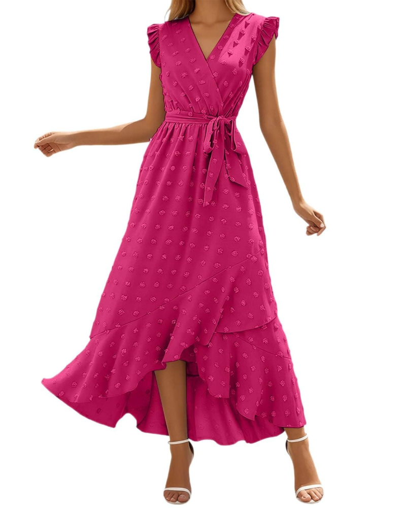 Robe Maxi Chloe pour Femme – Robe Boho Légère avec Col en V et Manches Volantées