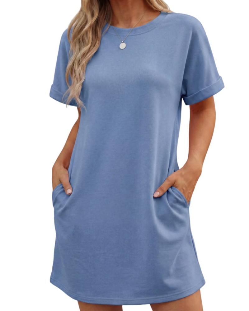 Lily Vestido Mujer Mini – Vestido de Verano Línea A con Mangas de Volante y Bolsillos