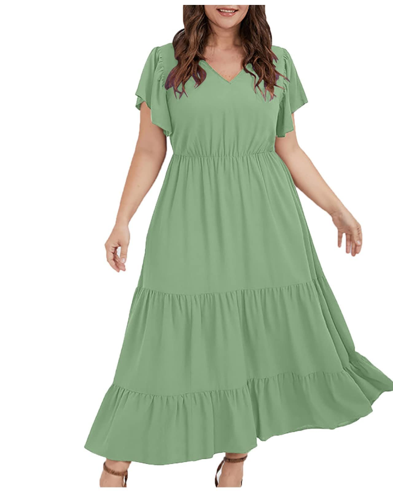 Zoey Vestito Donna in Cotone Lino – Abito Boho Midi con Tasche, Linea A & Vestibilità Morbida
