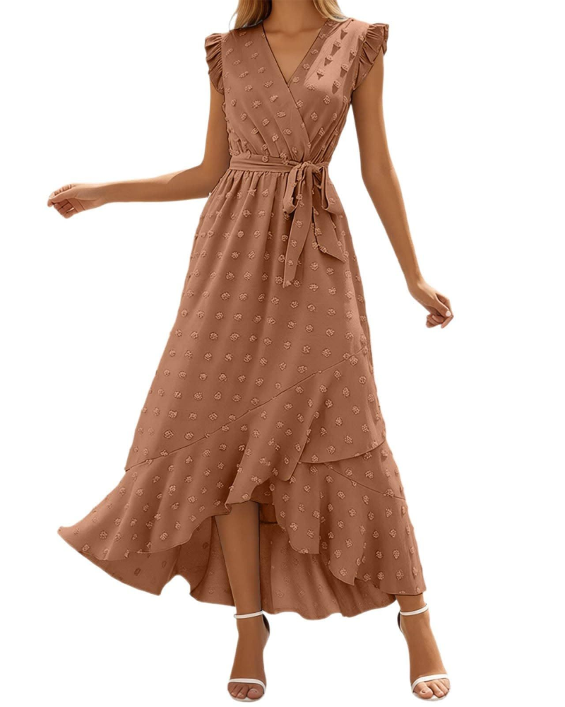 Robe Maxi Chloe pour Femme – Robe Boho Légère avec Col en V et Manches Volantées