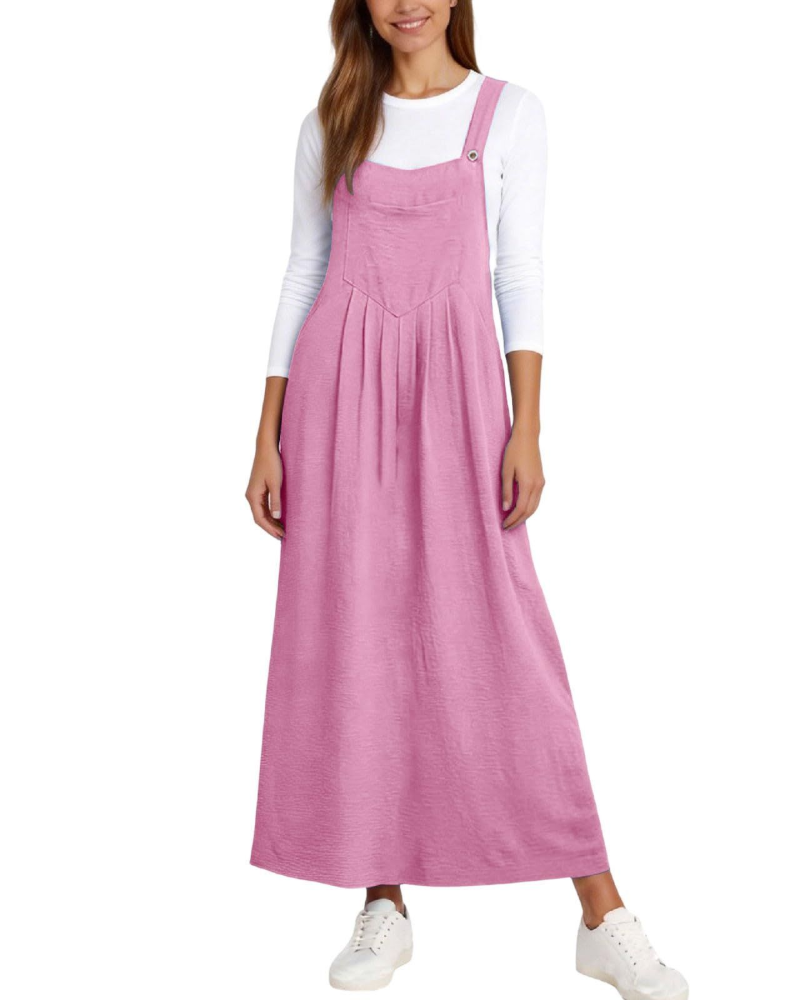 Madison Robe Salopette Femme – Robe Midi Ligne A avec Bretelles Réglables et Poches