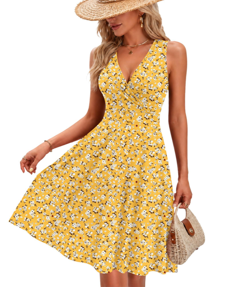 Sophia Abito a Portafoglio da Donna – Vestito Estivo con Scollo a V, Linea A & Tasche