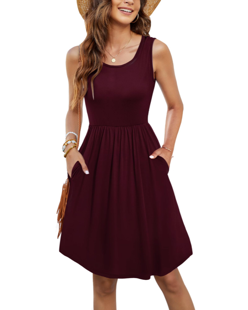 Robe d'été décontractée pour femme Mia Abito Swing – Robe sans manches avec poches et coupe fluide