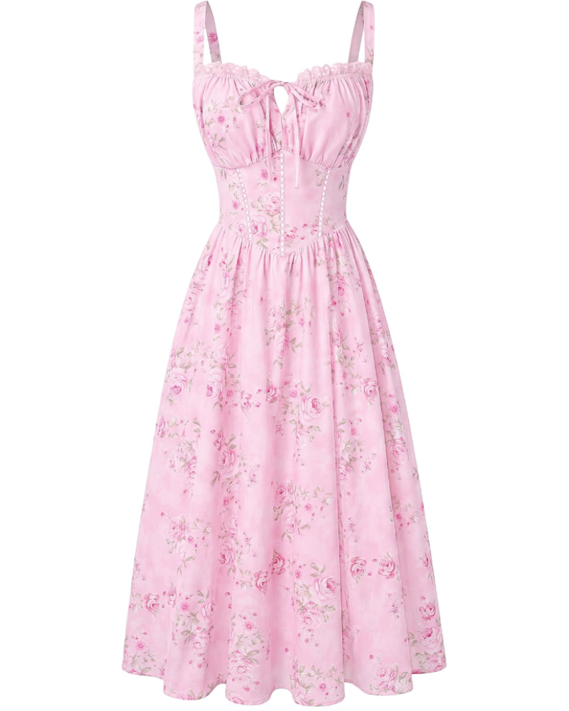 Darcy Abito Midi Donna Floreale – Corsetto, Spalline Regolabili e Tasche