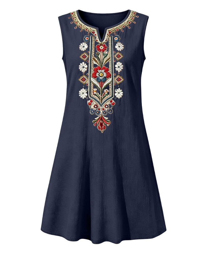 Sienna – Robe d’été longue pour femme en coton et lin, coupe trapèze et poches latérales