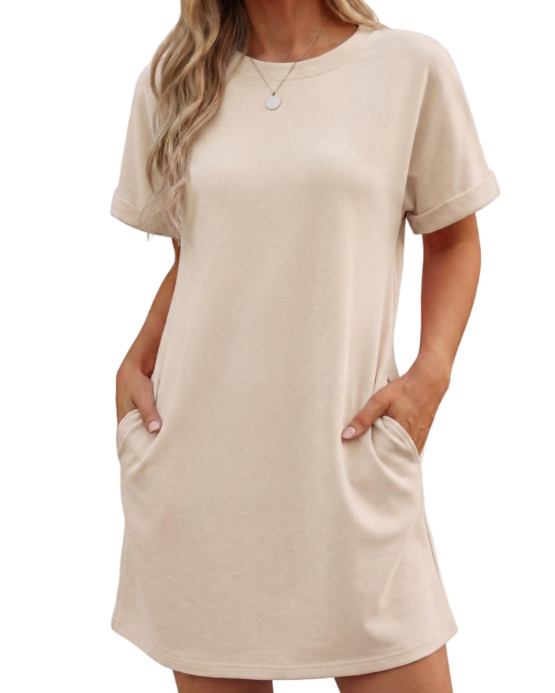 Lily Vestido Mujer Mini – Vestido de Verano Línea A con Mangas de Volante y Bolsillos