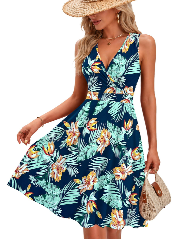 Sophia Abito a Portafoglio da Donna – Vestito Estivo con Scollo a V, Linea A & Tasche