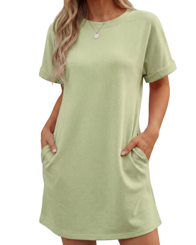 Lily Vestido Mujer Mini – Vestido de Verano Línea A con Mangas de Volante y Bolsillos