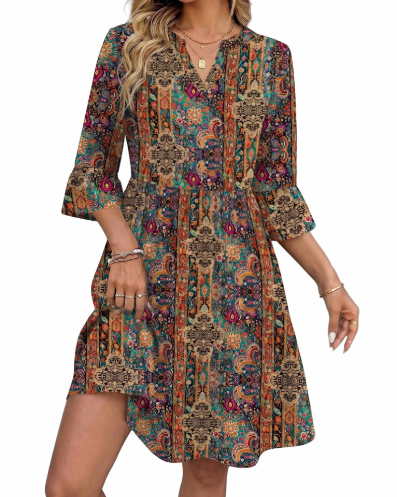 Nicole Abito Estivo Donna – Vestito a Linea A con Scollo a V, Volant e Tasche