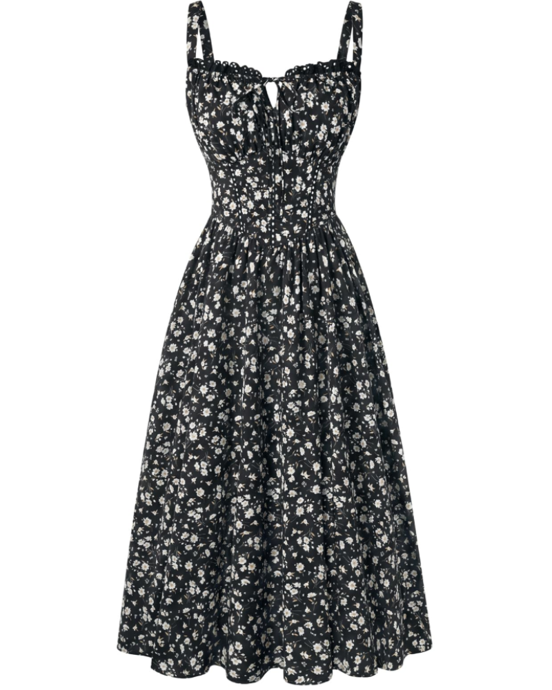 Darcy Abito Midi Donna Floreale – Corsetto, Spalline Regolabili e Tasche