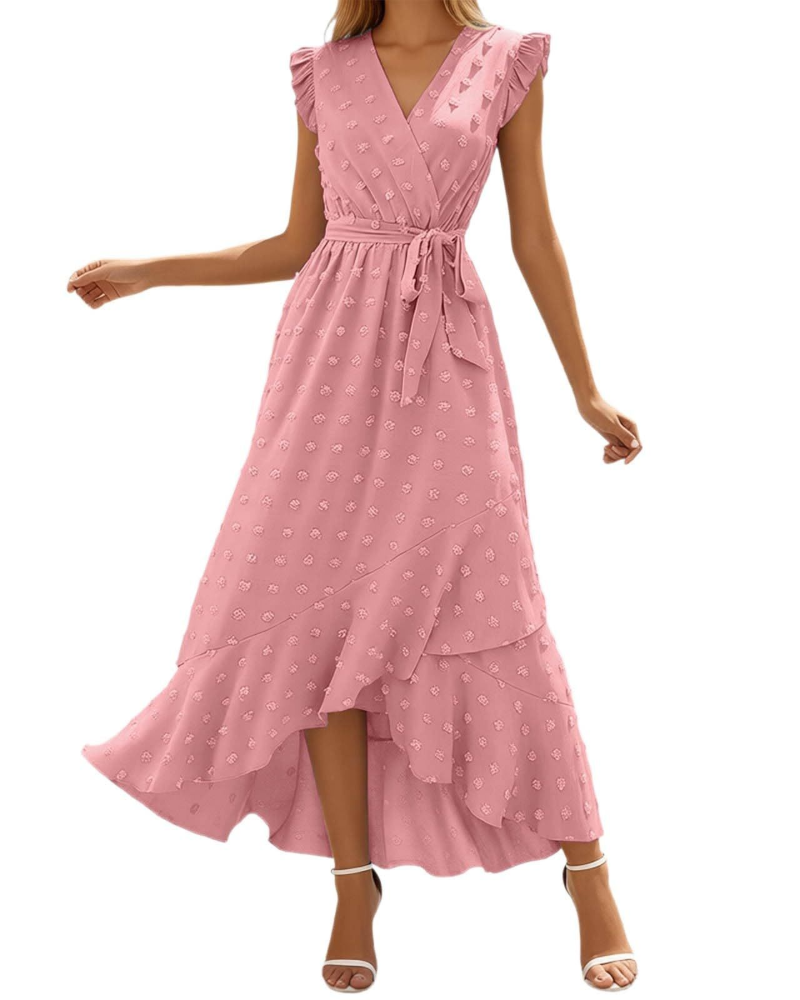 Robe Maxi Chloe pour Femme – Robe Boho Légère avec Col en V et Manches Volantées