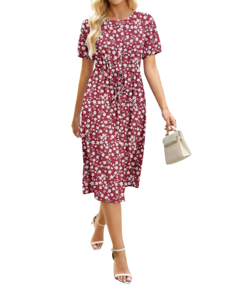 Lauren Abito Midi para Mujer – Vestido Camisero de Línea A con Botones y Cintura Ajustable