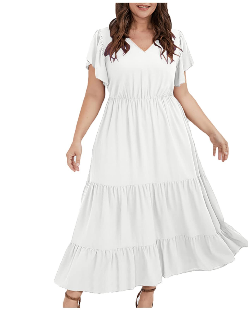 Zoey Vestito Donna in Cotone Lino – Abito Boho Midi con Tasche, Linea A & Vestibilità Morbida
