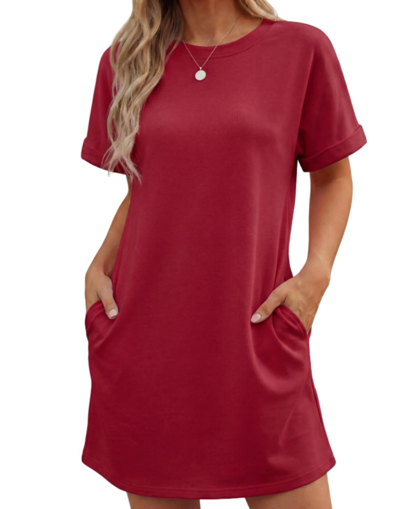 Lily Vestido Mujer Mini – Vestido de Verano Línea A con Mangas de Volante y Bolsillos