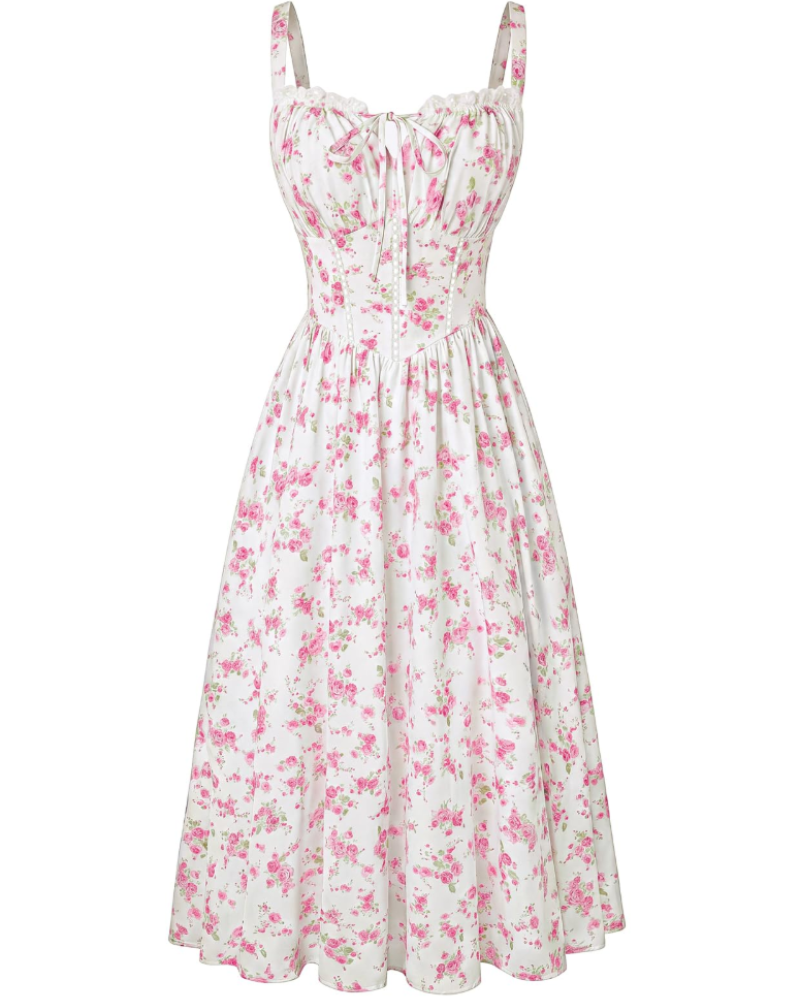 Darcy Abito Midi Donna Floreale – Corsetto, Spalline Regolabili e Tasche