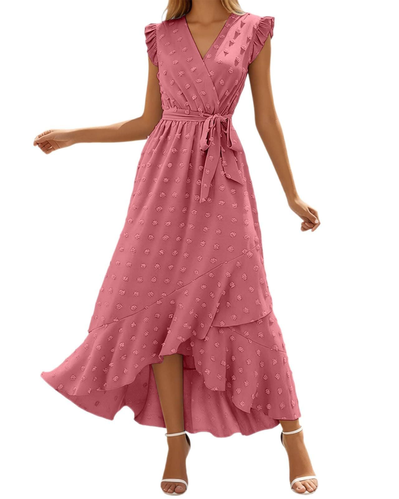 Robe Maxi Chloe pour Femme – Robe Boho Légère avec Col en V et Manches Volantées