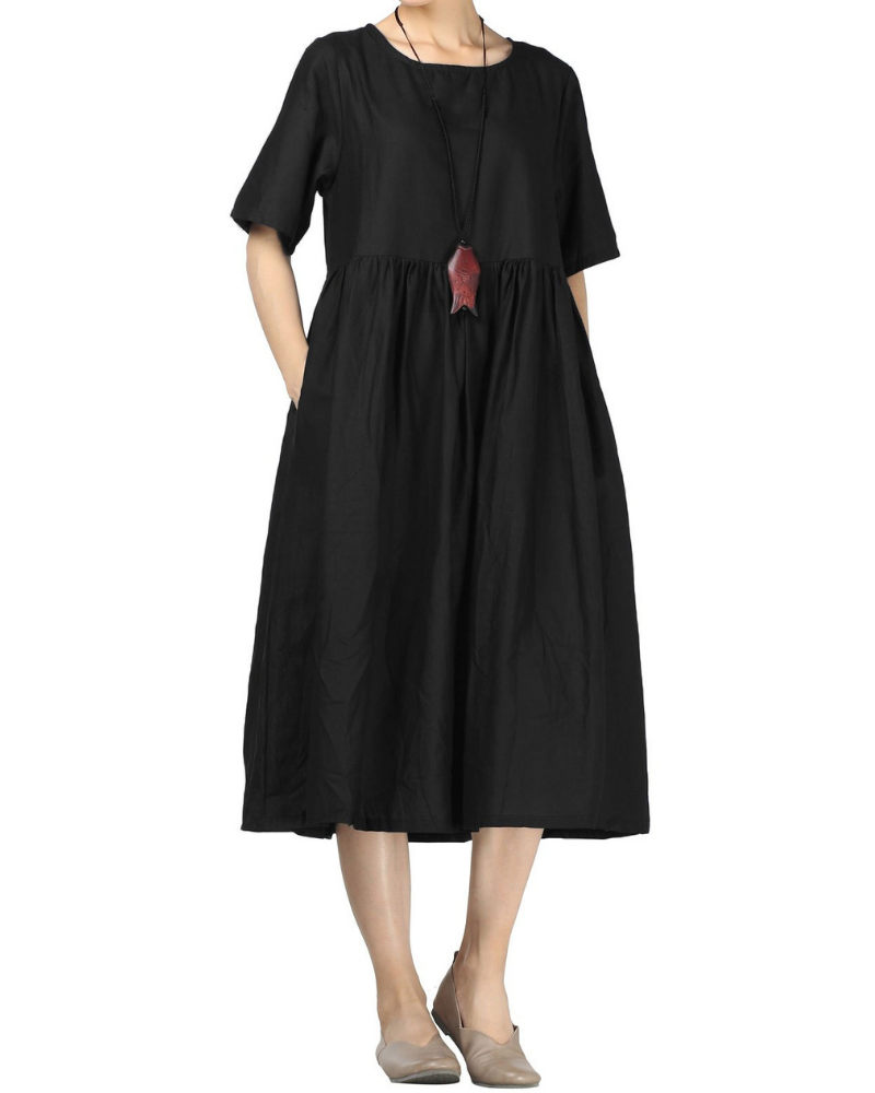 Abigail Abito Maxi Donna – Vestito Estivo in Lino e Cotone con Tasche Laterali