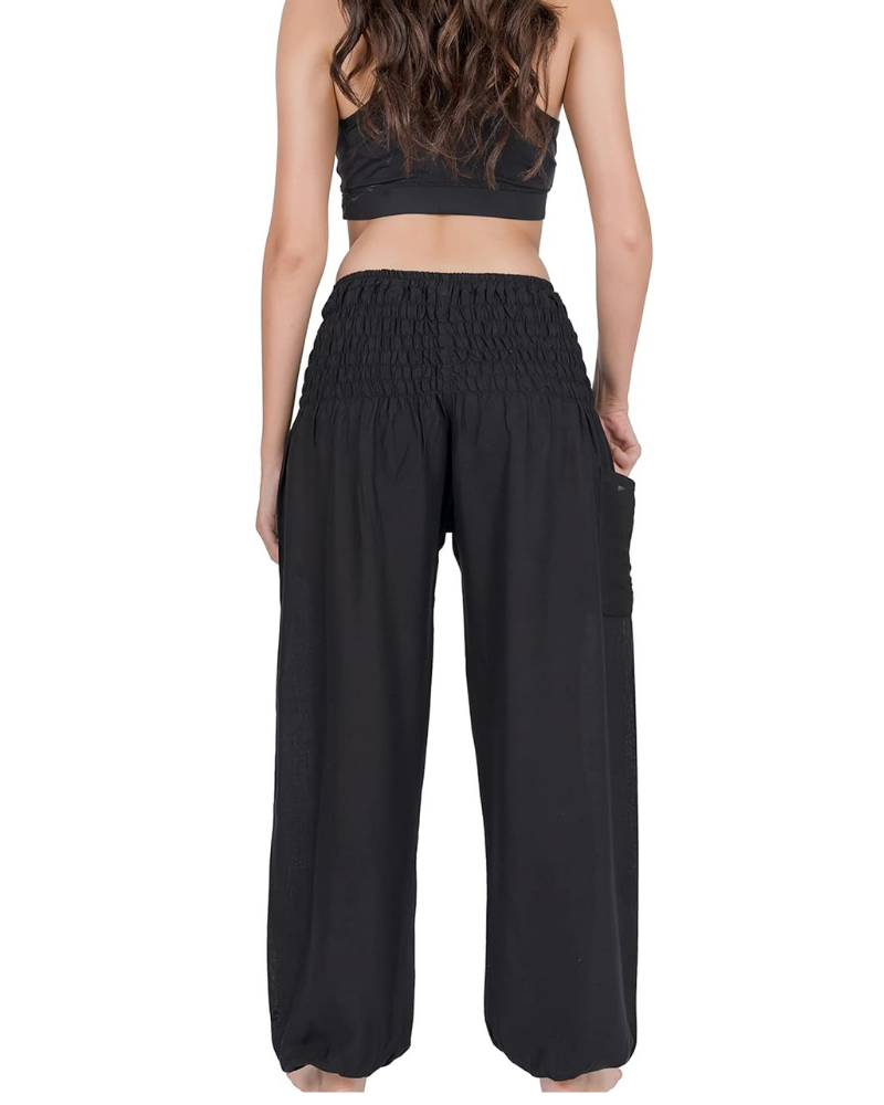 Amelia Pantaloni Harem Donna – Stile Boho, Vita Elasticizzata, Vestibilità Ampia e Tasca Laterale