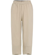 Harper Pantalon Cropped Femme – 100 % Coton, Taille Élastiquée et Poches Latérales