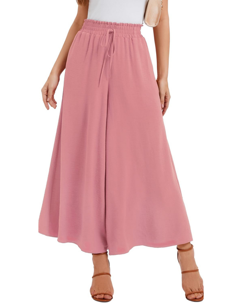 Tabitha Pantaloni Palazzo Donna – Vita Alta Elasticizzata, Volant e Tasche