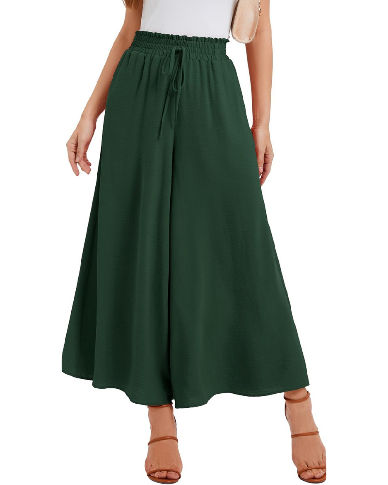 Tabitha Pantaloni Palazzo Donna – Vita Alta Elasticizzata, Volant e Tasche