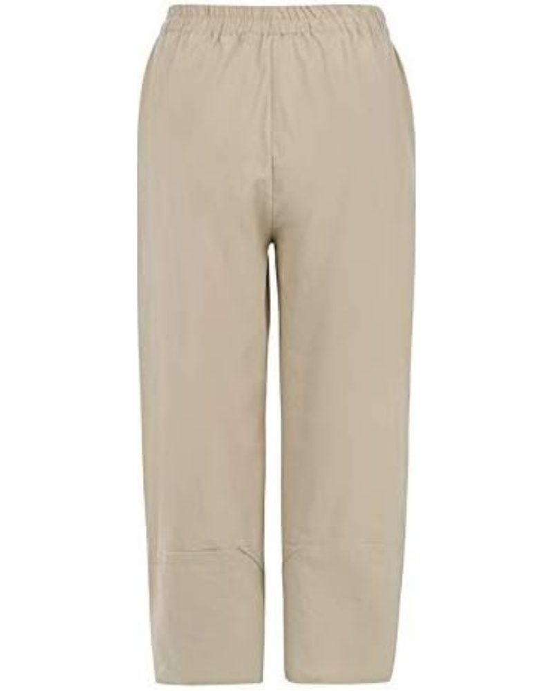 Harper Pantalon Cropped Femme – 100 % Coton, Taille Élastiquée et Poches Latérales
