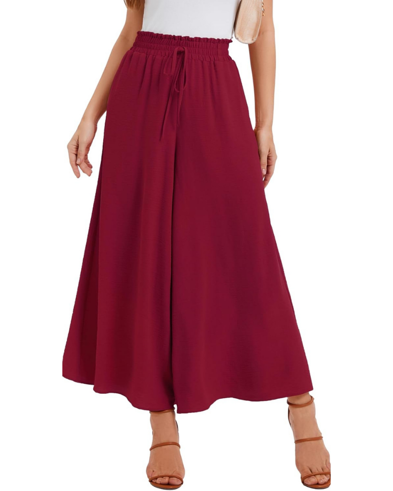Tabitha Pantaloni Palazzo Donna – Vita Alta Elasticizzata, Volant e Tasche