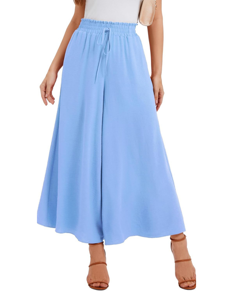Tabitha Pantaloni Palazzo Donna – Vita Alta Elasticizzata, Volant e Tasche